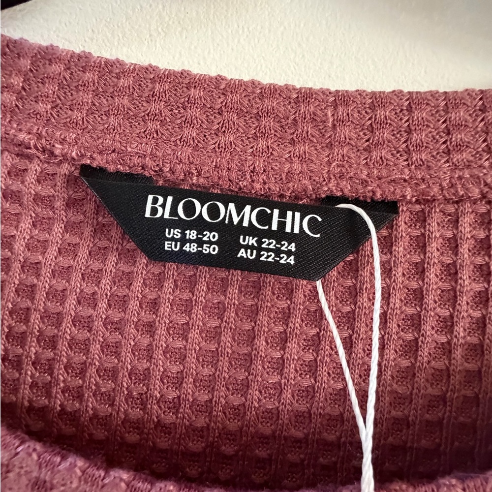 BloomChic Dusty Rose Waffle Knit Sweatshirt - Picture 3 of 9